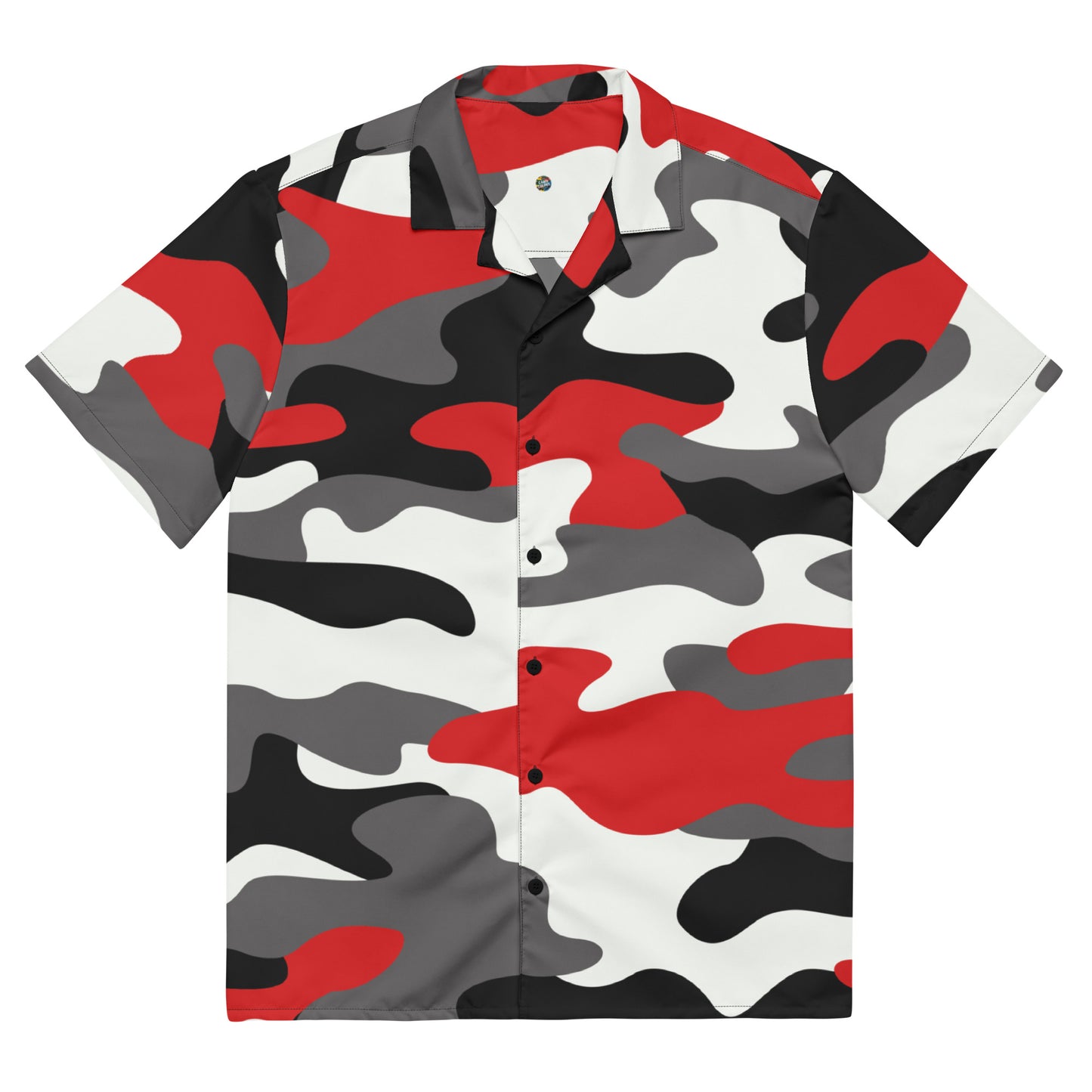 Camo Button Up Shirt | Red, Black & White Camouflage