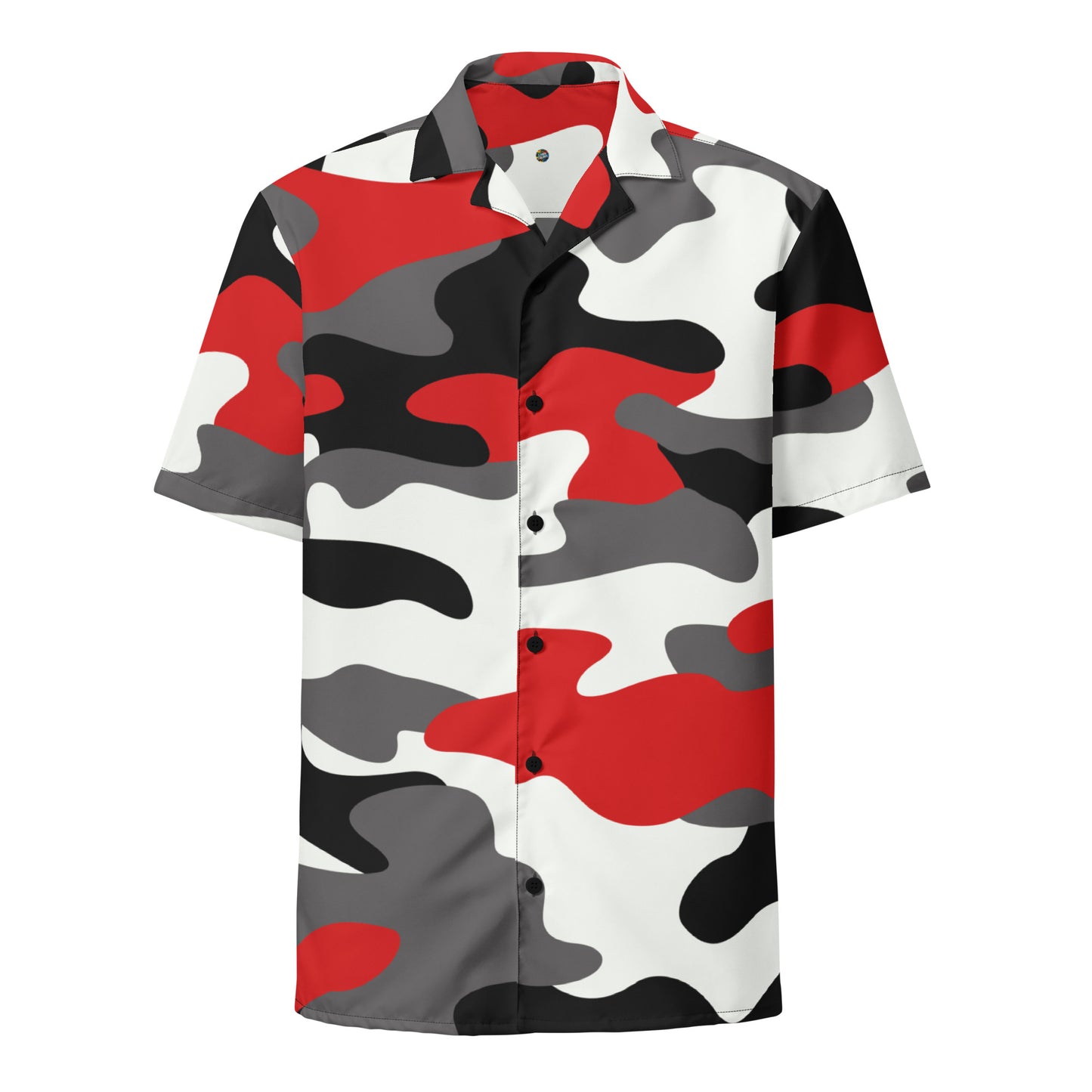 Camo Button Up Shirt | Red, Black & White Camouflage