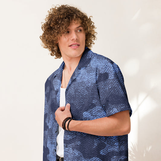 Camo Button Up Shirt | Denim Blue Camouflage