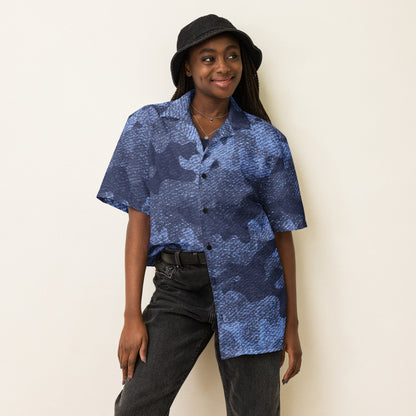 Camo Button Up Shirt | Denim Blue Camouflage