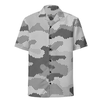 Camo Button Up Shirt | Black & White Digital Camouflage