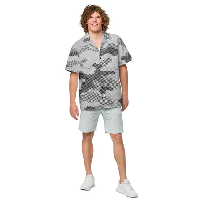 Camo Button Up Shirt | Black & White Digital Camouflage