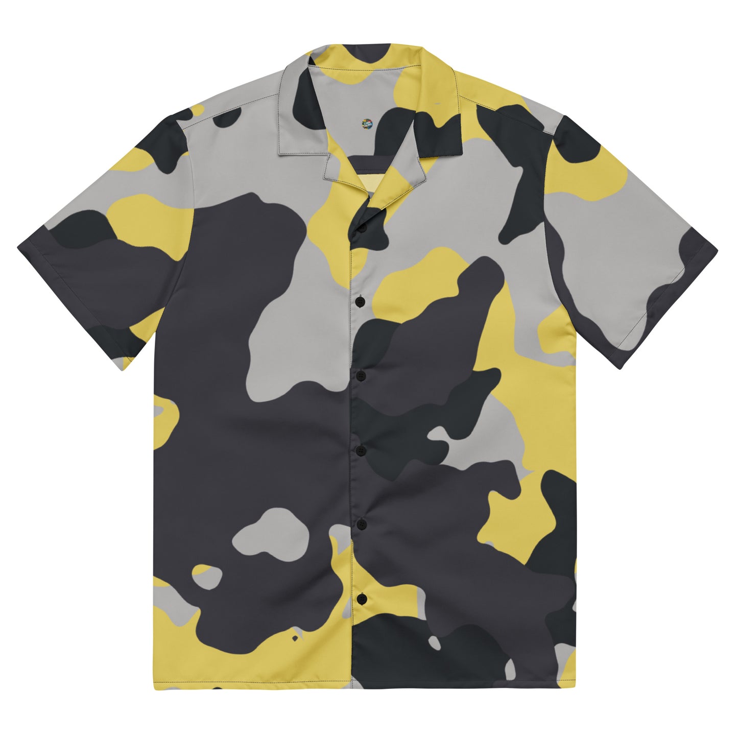 Camo Button Up Shirt | Yellow, Black & Silver Camouflage