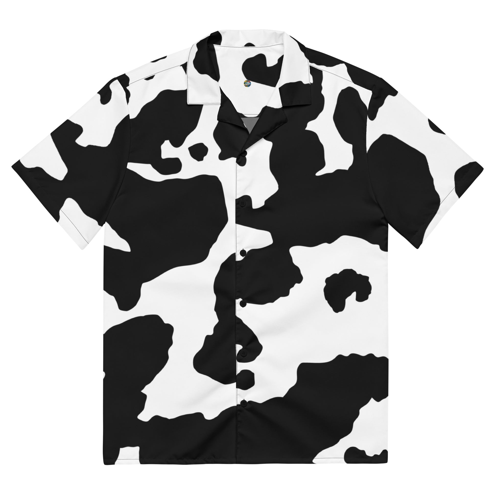 Camo Button Up Shirt | Black & White Cow Print