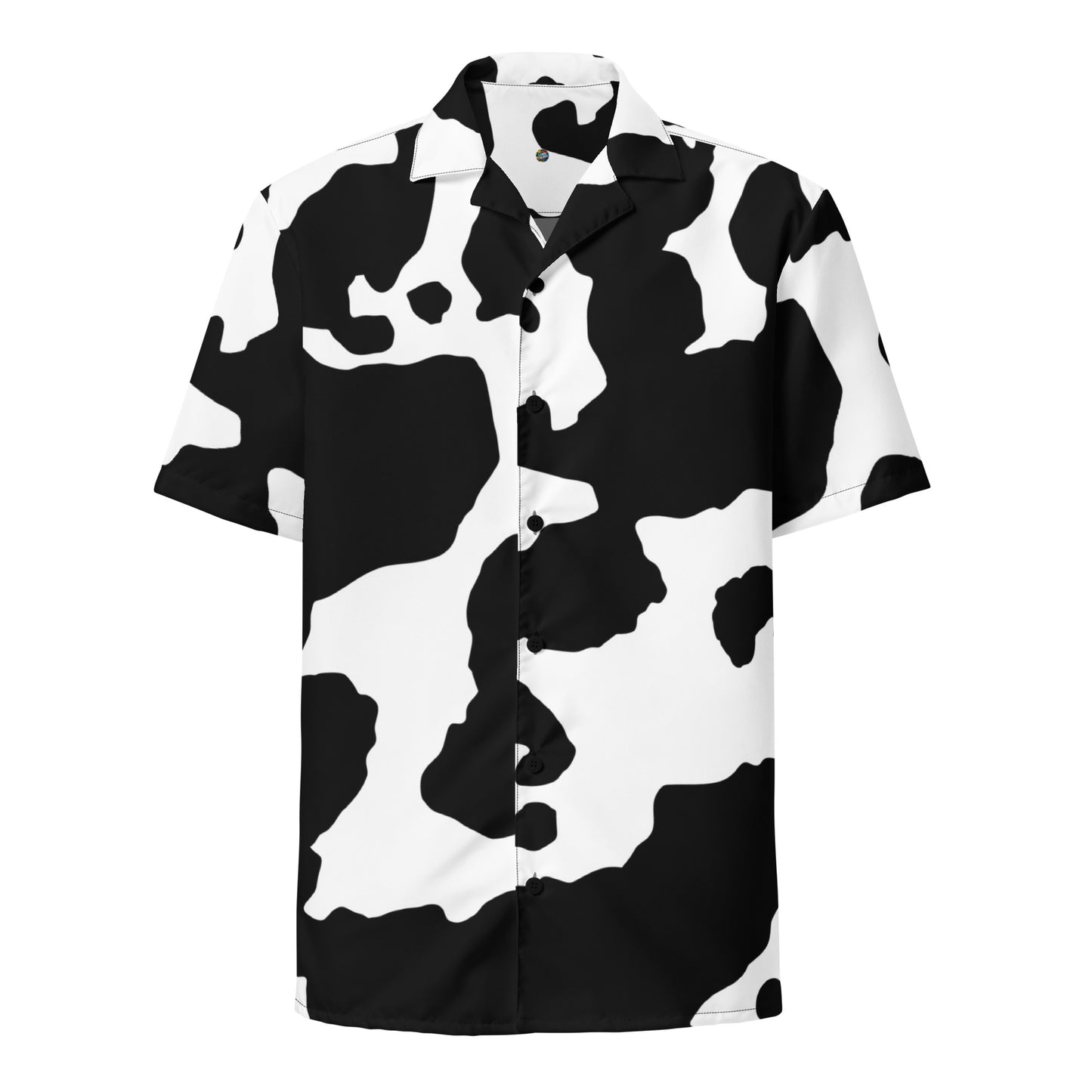 Camo Button Up Shirt | Black & White Cow Print