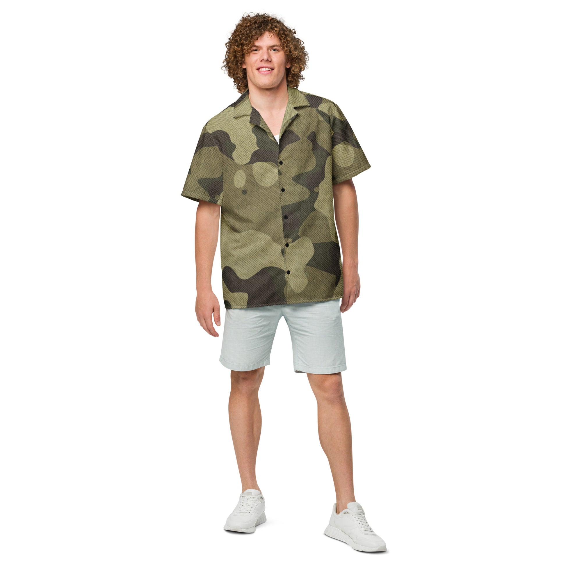 Camo Button Up Shirt | Green Fabric Camouflage