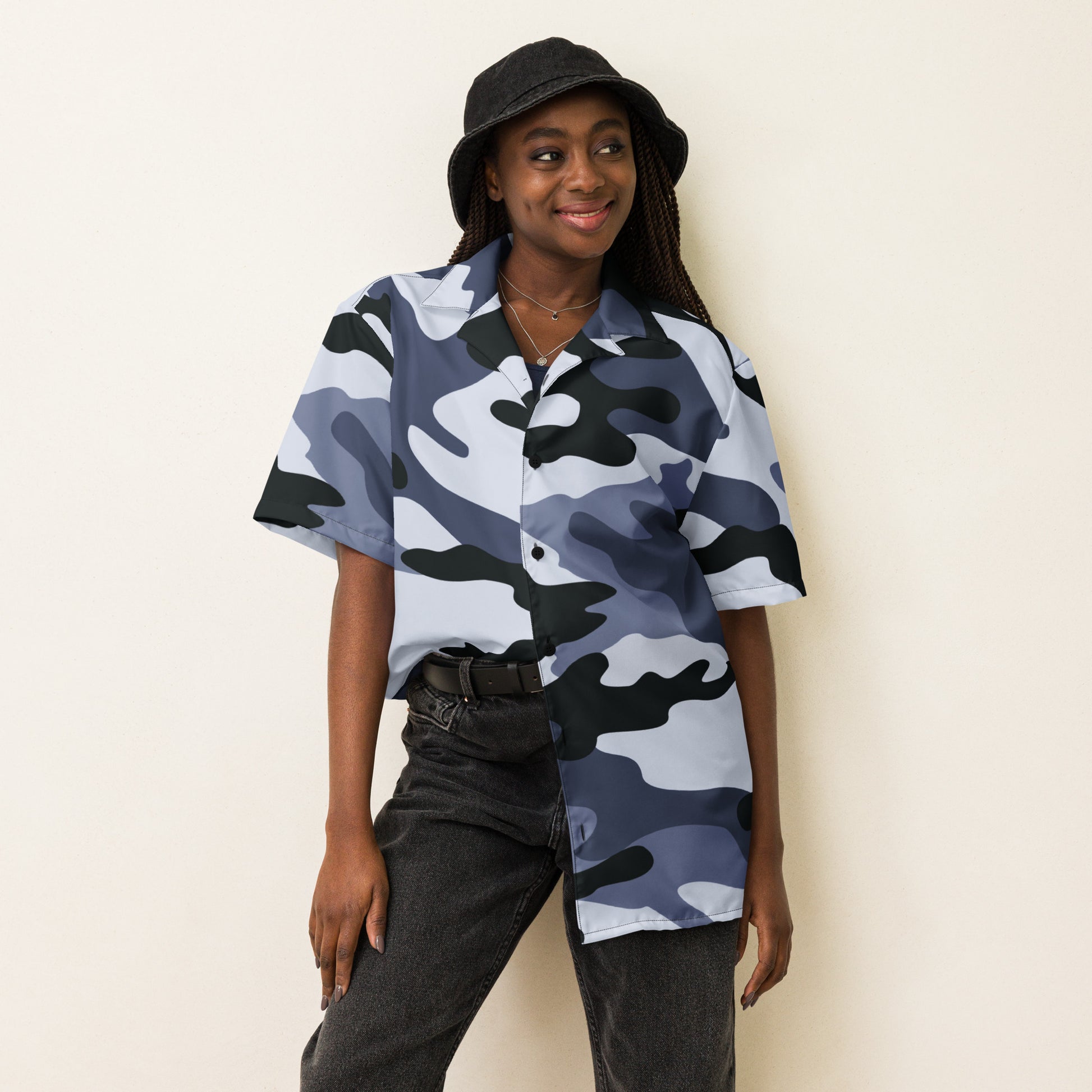 Camo Button Up Shirt | Light Blue Camouflage