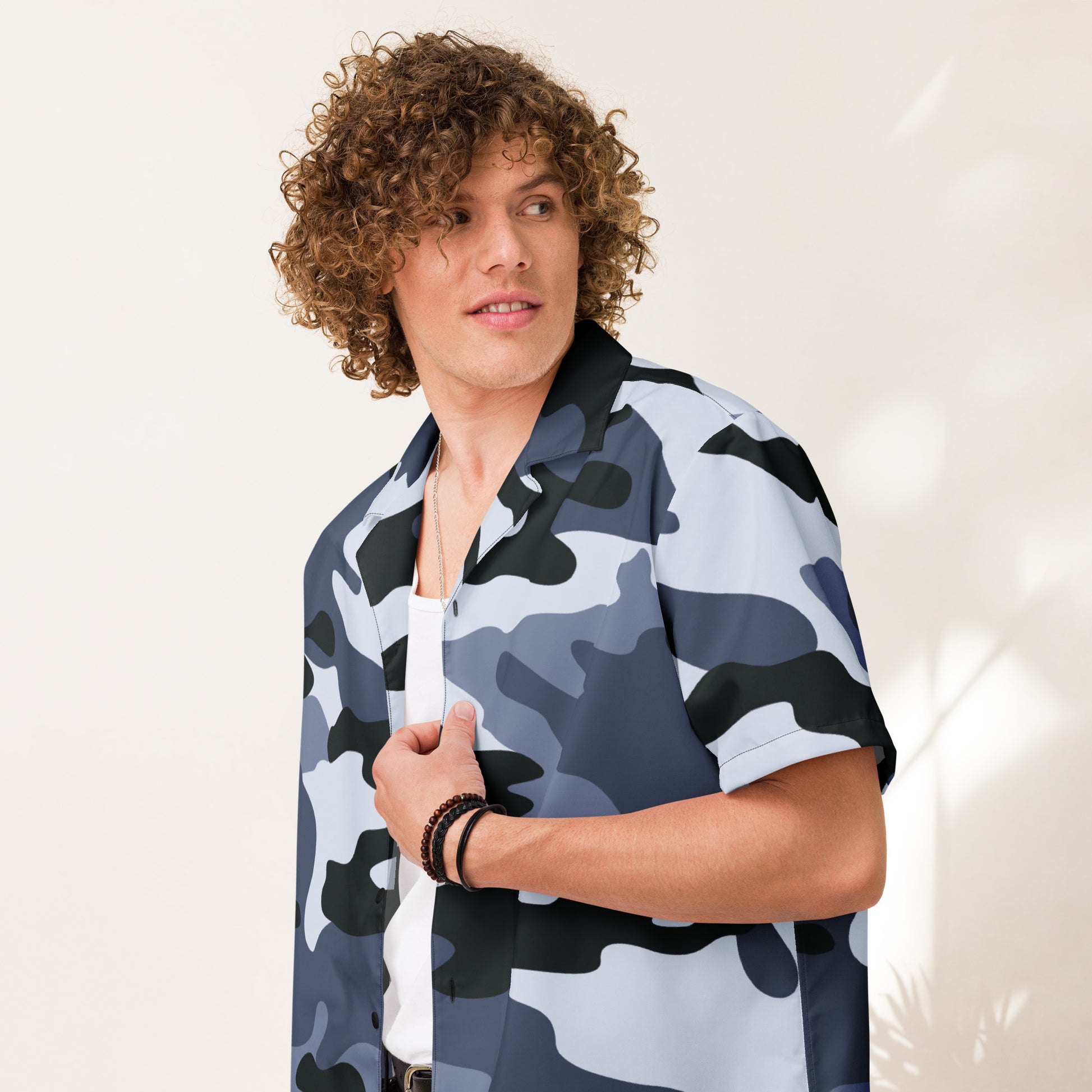 Camo Button Up Shirt | Light Blue Camouflage