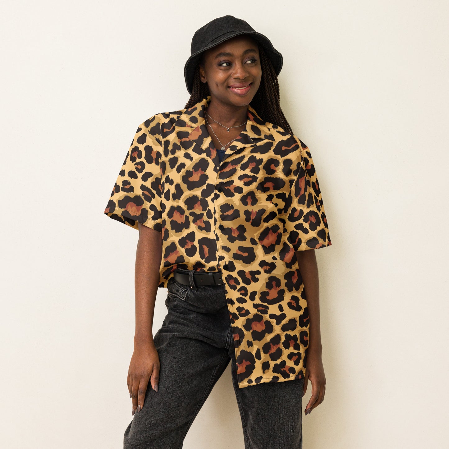 Leopard Button Up Shirt | OVERSIZED FIT | Brown & Black