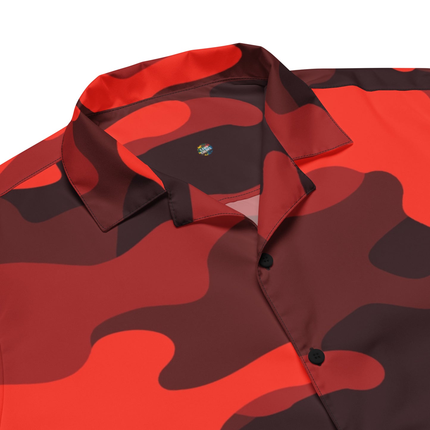 Camo Button Up Shirt | Scarlet Red & Black Camouflage