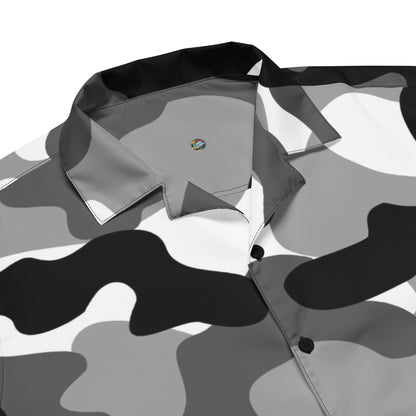 Camo Button Up Shirt | Black, White & Gray Camouflage