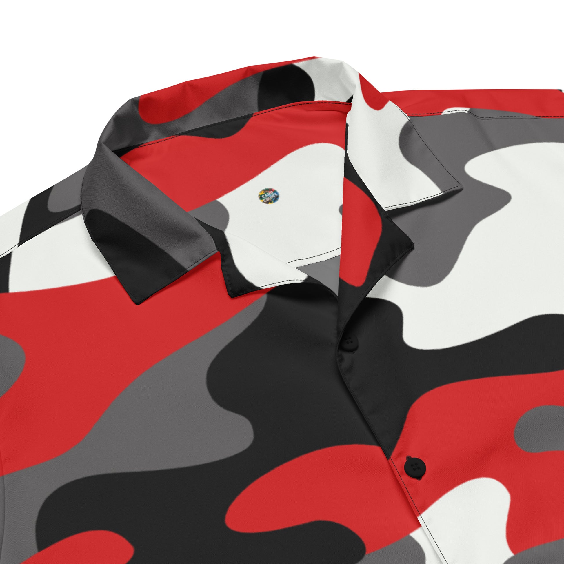 Camo Button Up Shirt | Red, Black & White Camouflage