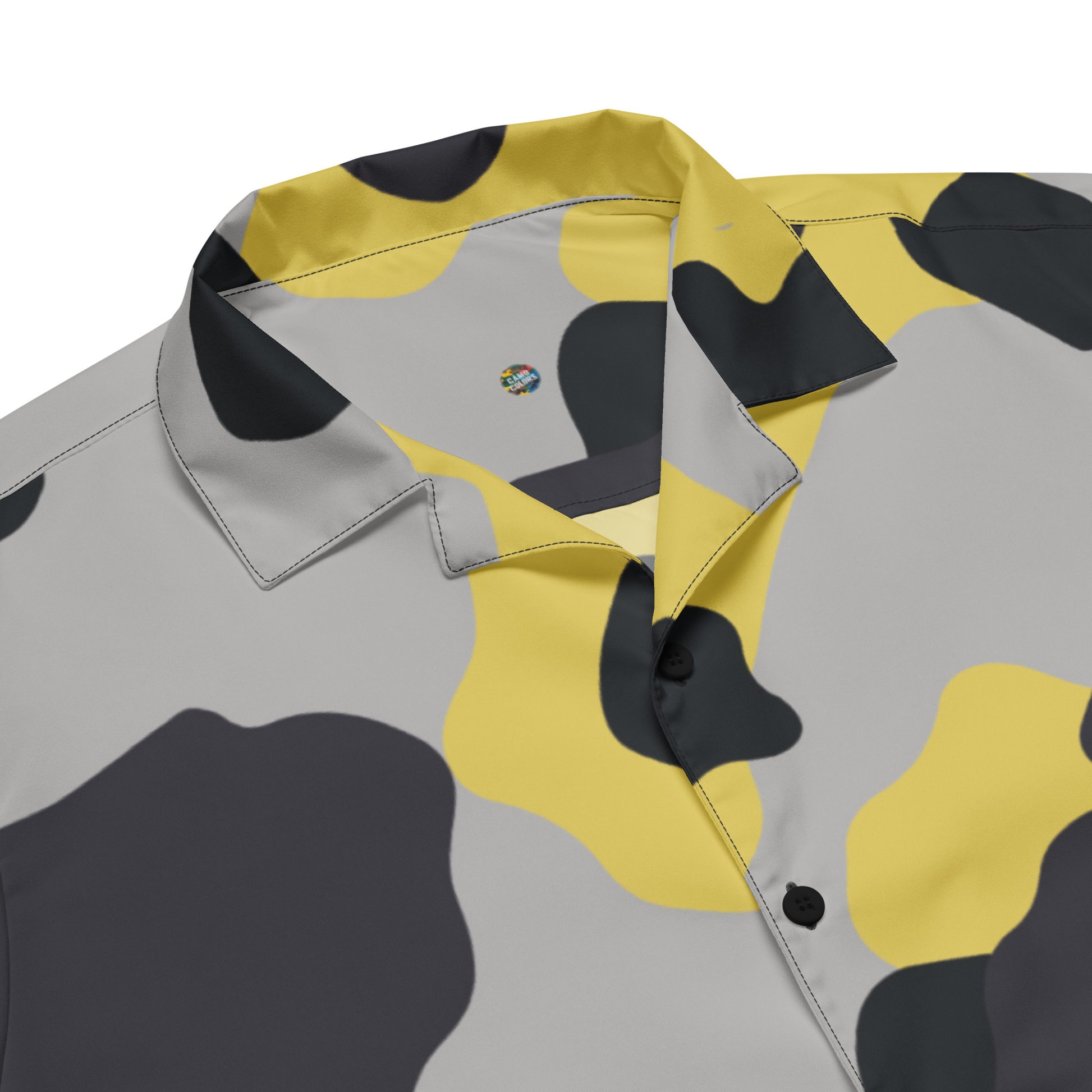 Camo Button Up Shirt | Yellow, Black & Silver Camouflage