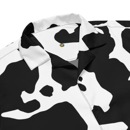 Camo Button Up Shirt | Black & White Cow Print