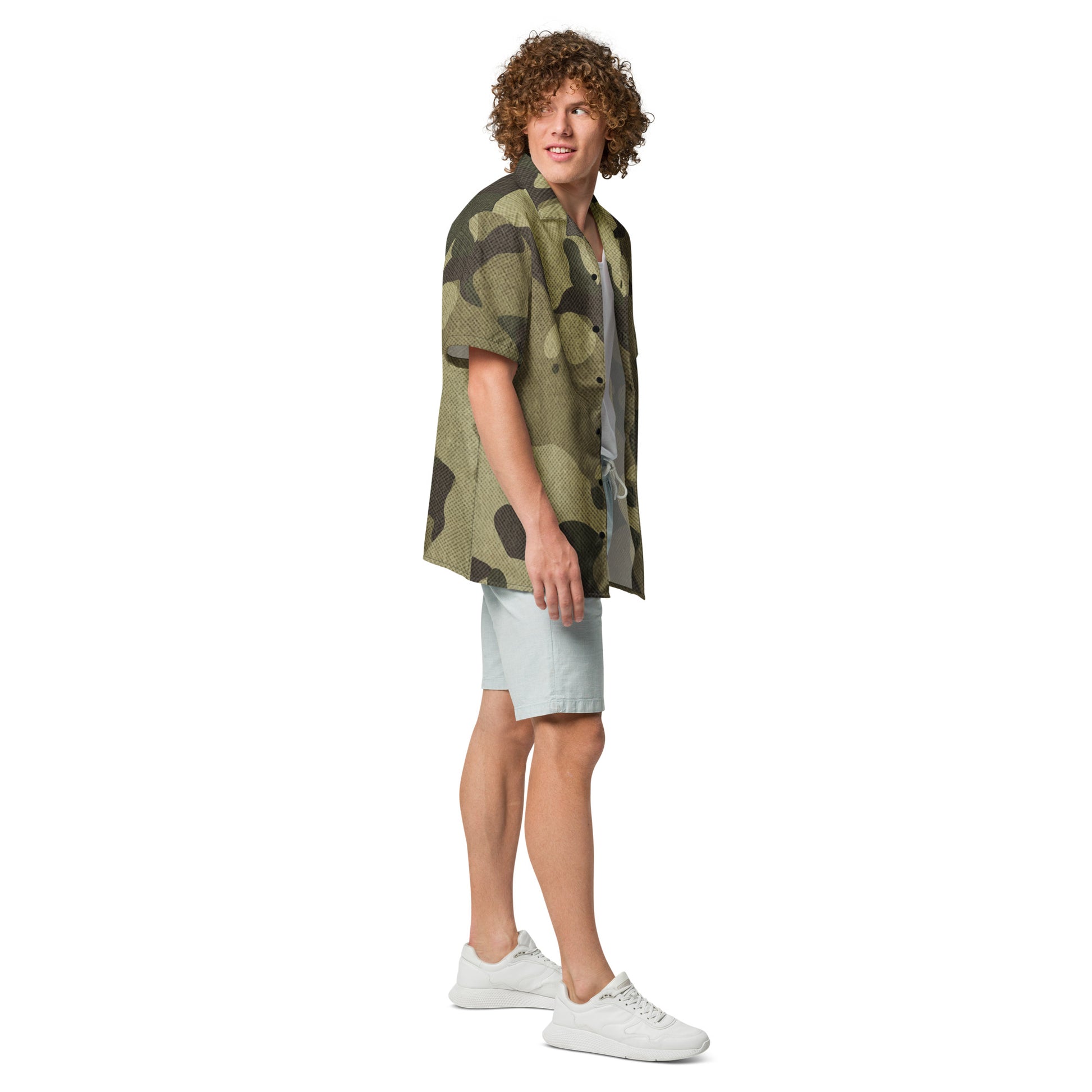 Camo Button Up Shirt | Green Fabric Camouflage