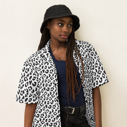 Leopard Button Up Shirt | OVERSIZED FIT | Black on White