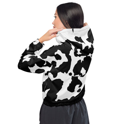 Cropped Windbreaker | Black & White Cow Skin