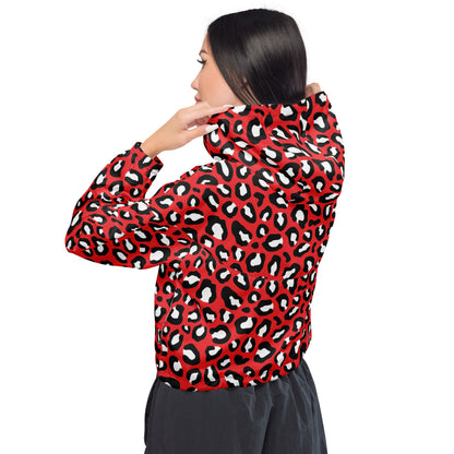 Women's Windbreaker | Red, Black and White Leopard Pattern