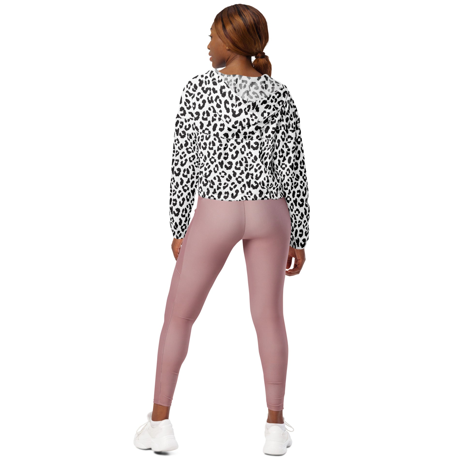 Women's Windbreaker | Black and White Leopard Pattern