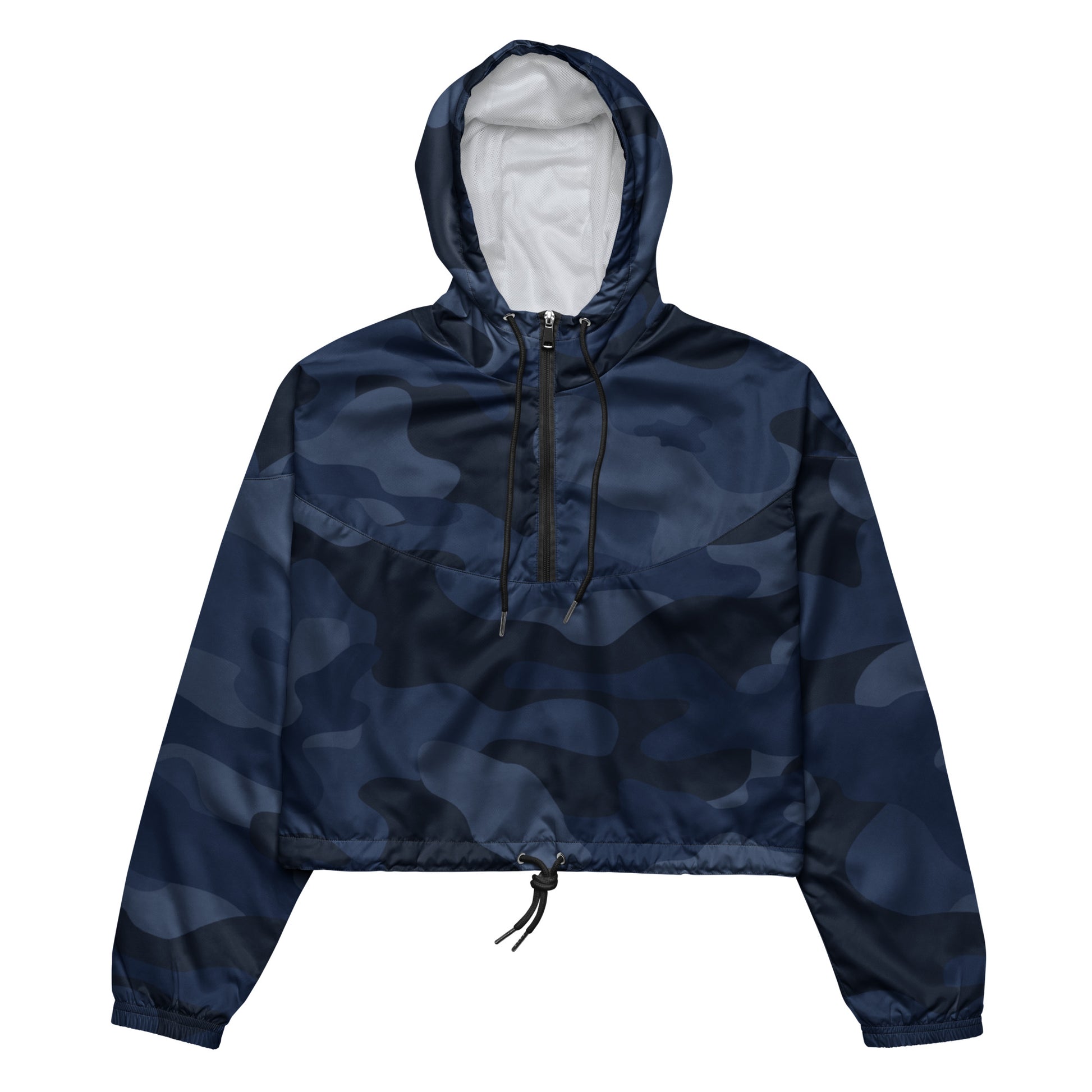 Cropped Windbreaker For Women | Deep Blue Camouflage