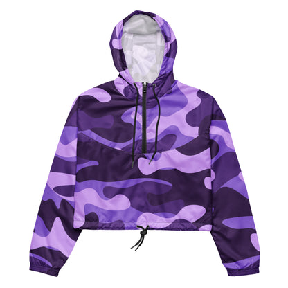 Cropped Windbreaker For Women | Purple, Blue & Mauve Camouflage