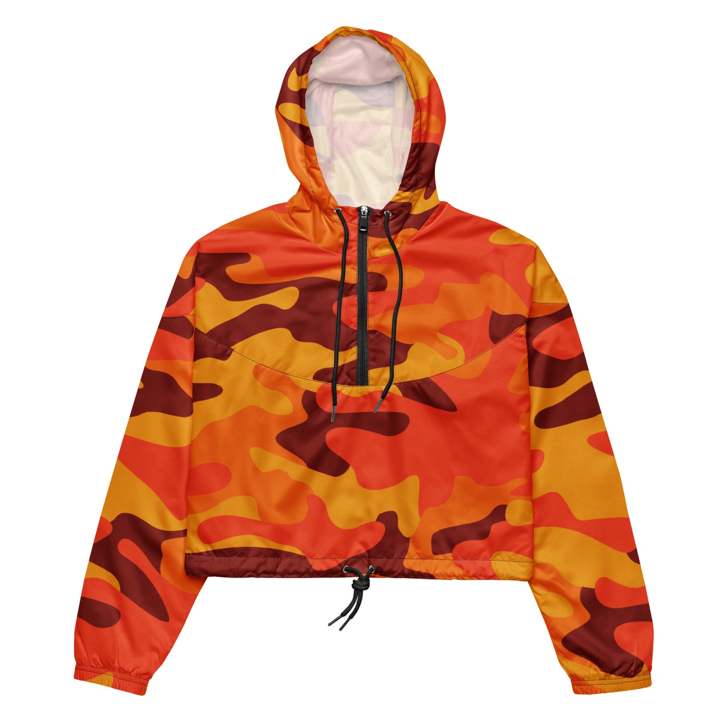 Cropped Windbreaker For Women | Orange & Red Camouflage