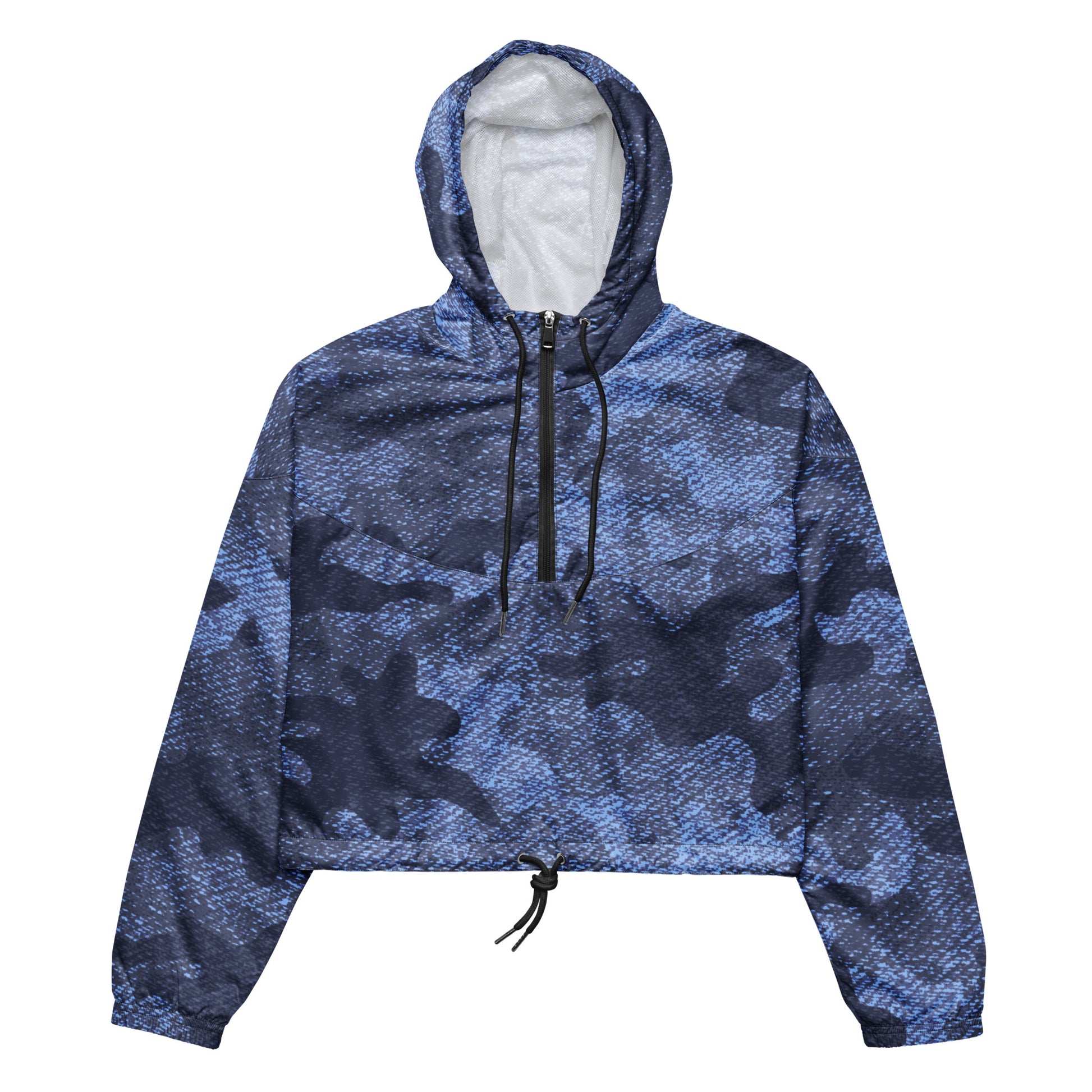 Cropped Windbreaker For Women | Denim Blue Camouflage