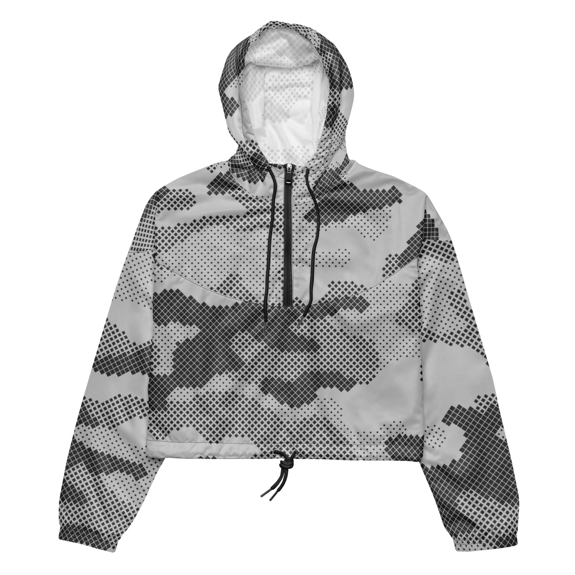 Cropped Windbreaker For Women | Black & White Camouflage