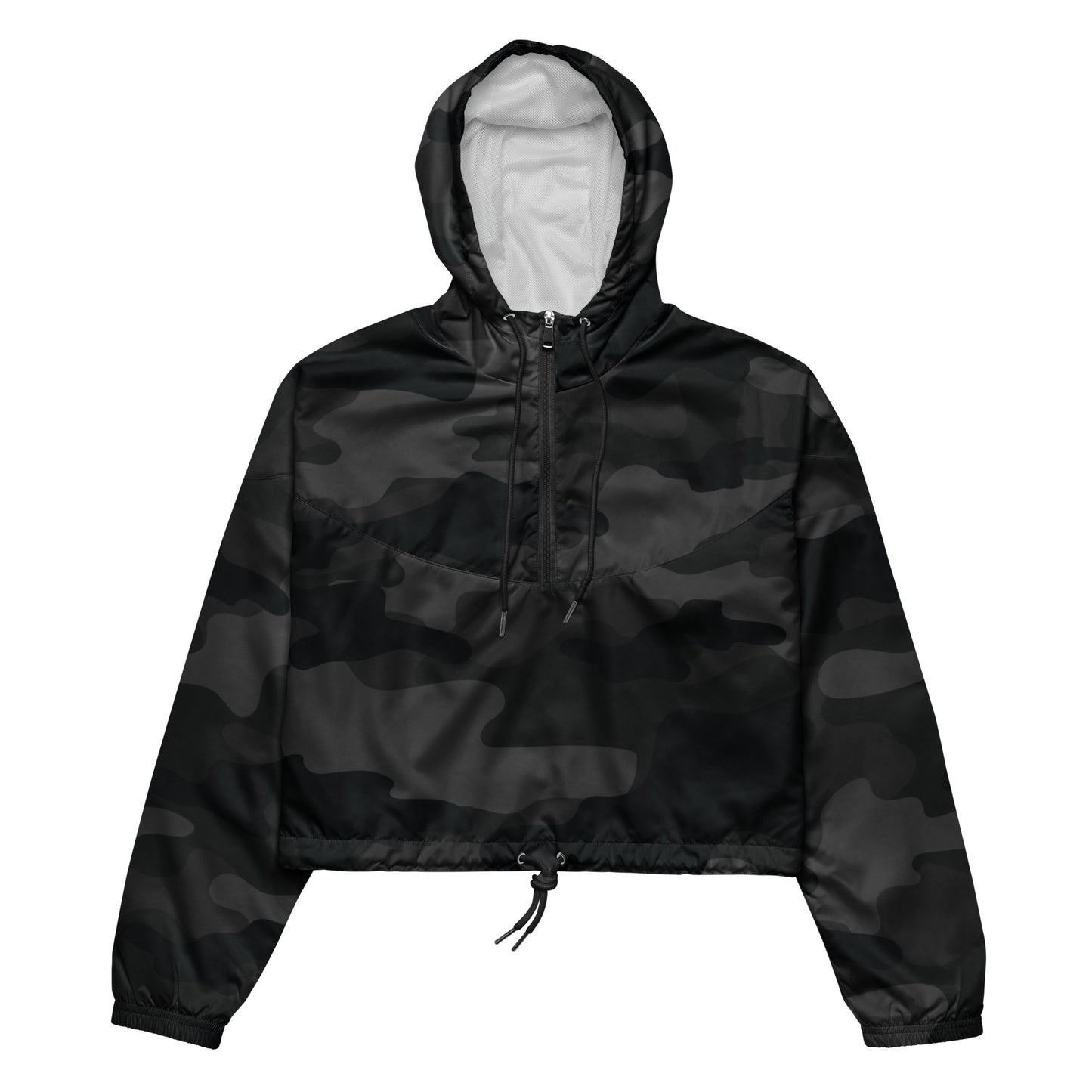 Cropped Windbreaker For Women | Black Camouflage