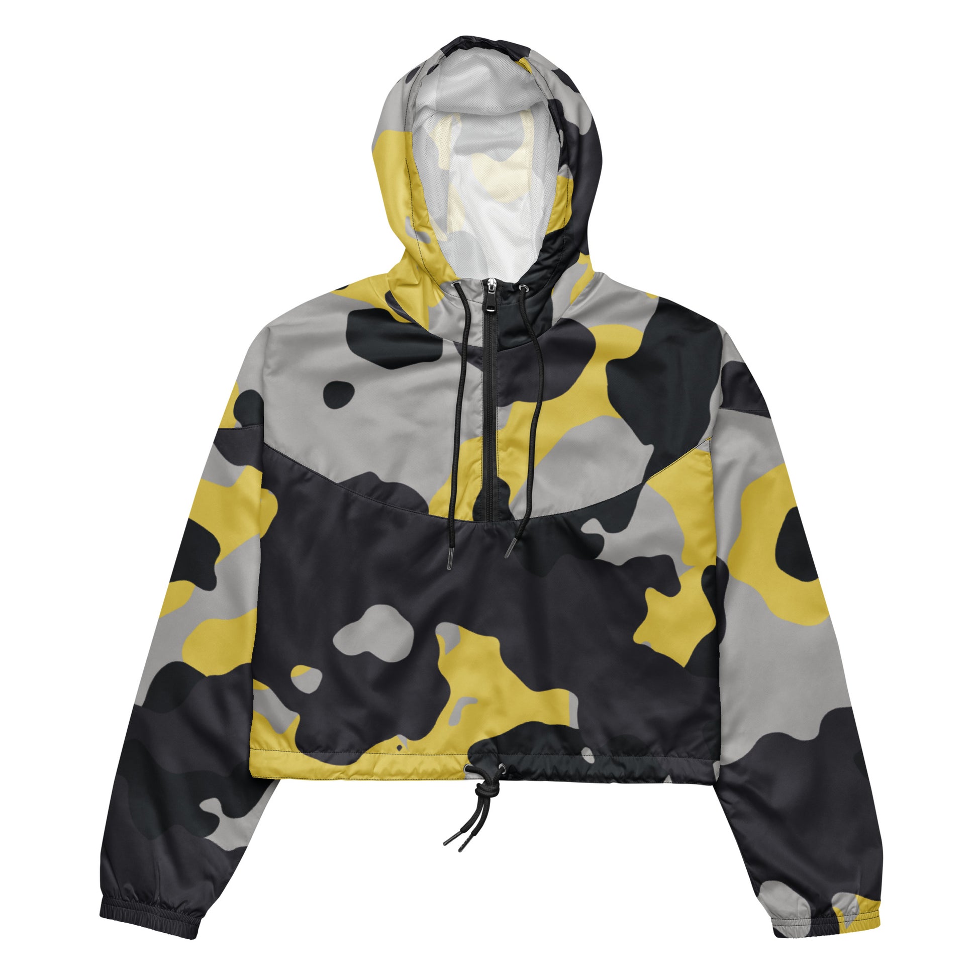 Cropped Windbreaker | Yellow, Black & Silver Camouflage