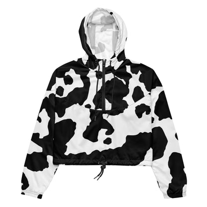 Cropped Windbreaker | Black & White Cow Skin