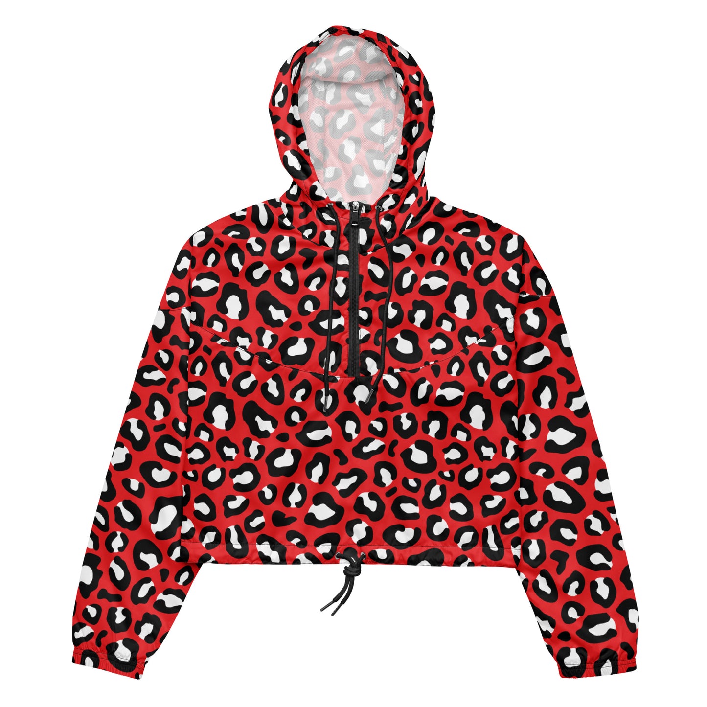 Women's Windbreaker | Red, Black and White Leopard Pattern