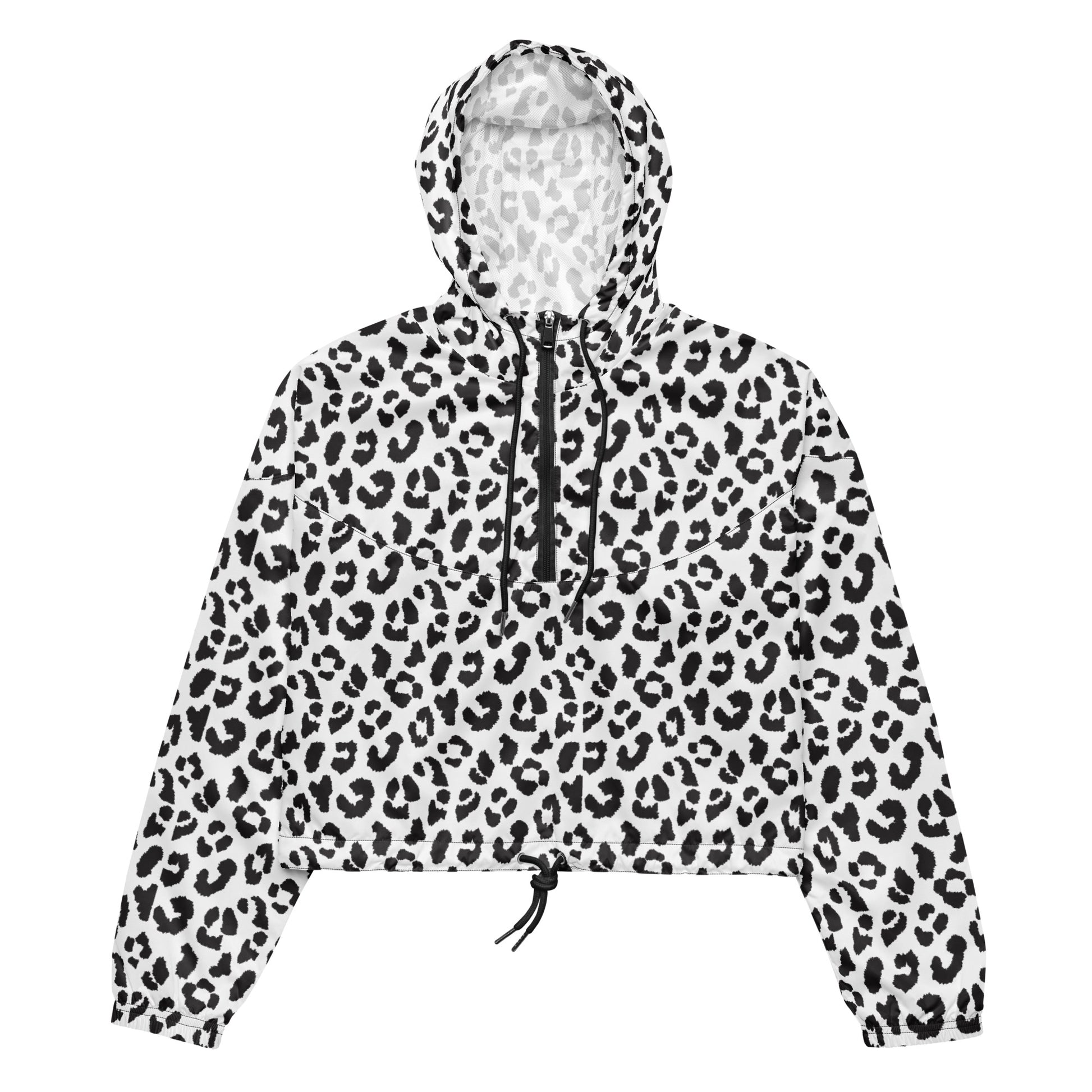 Women's Windbreaker | Black and White Leopard Pattern