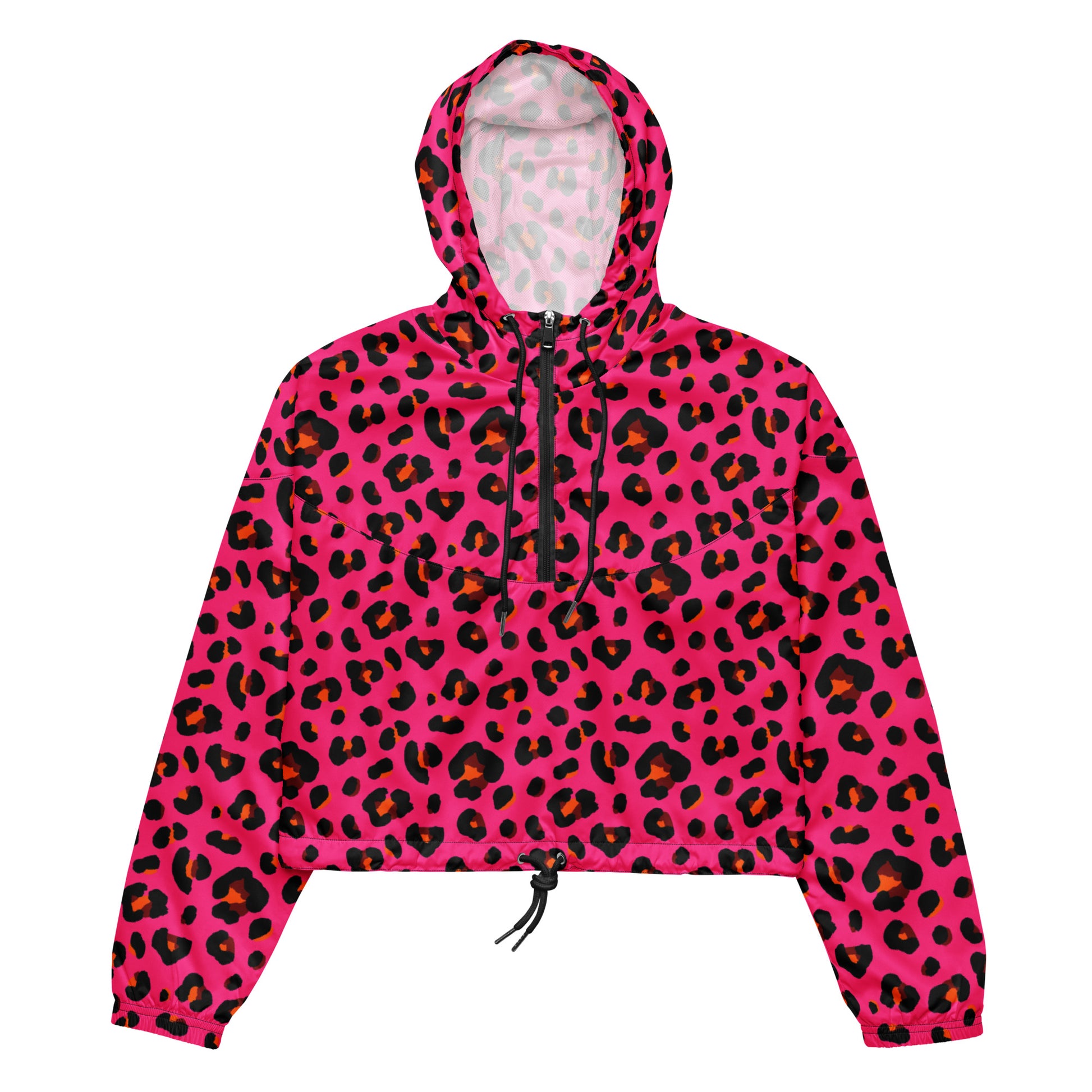 Women's Windbreaker | Cerise Pink, Orange and Black Leopard