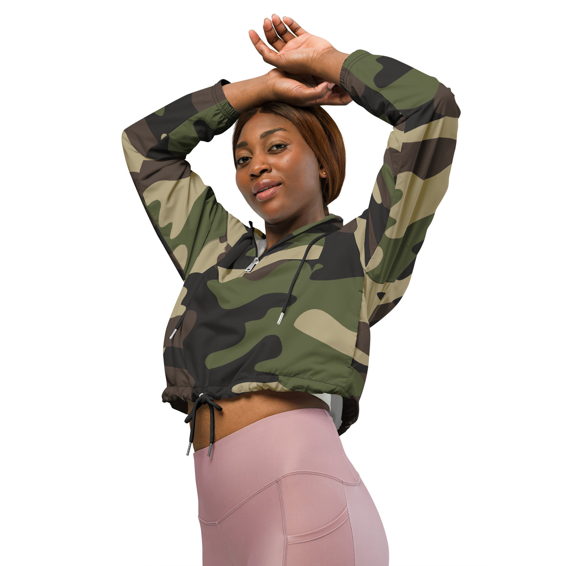 Cropped Windbreaker For Women | Classic Green Camouflage