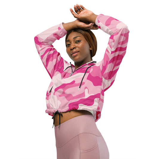 Cropped Windbreaker For Women | Lavender Pink Camouflage