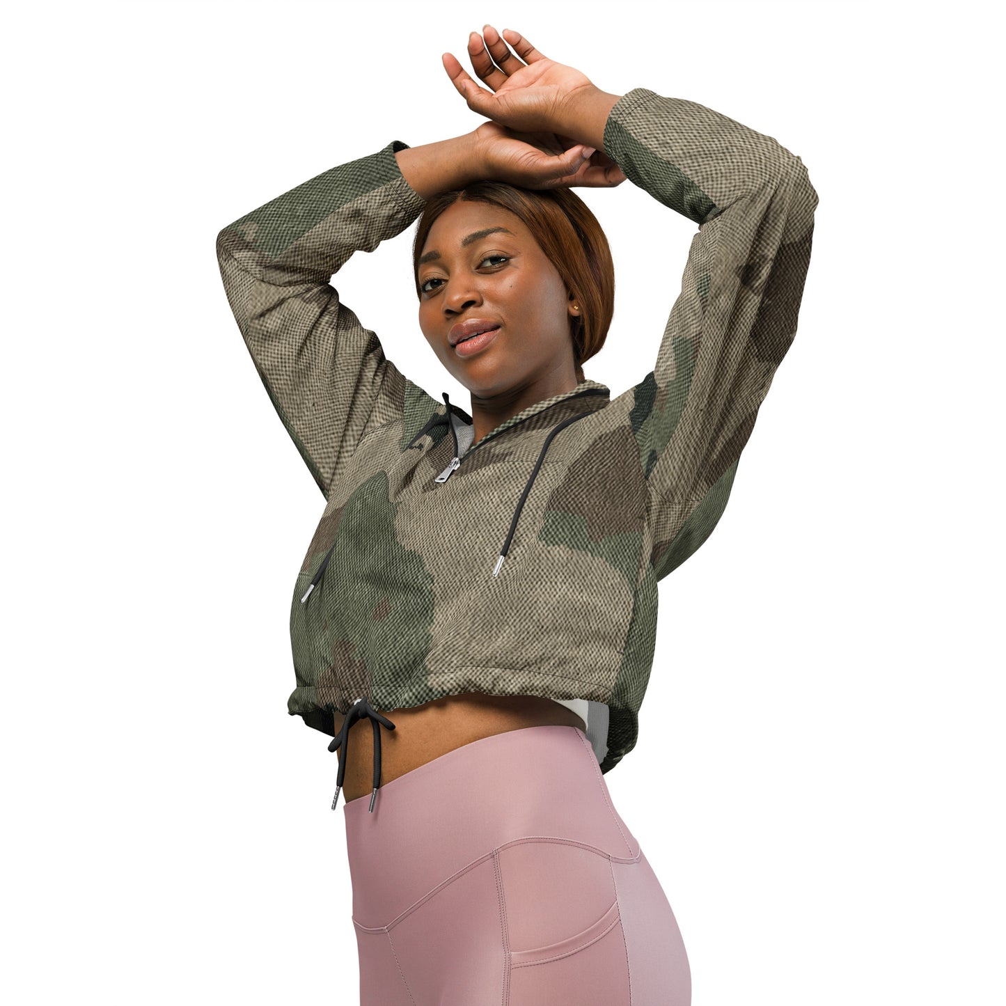 Cropped Windbreaker For Women | Dirty Old Brown Camouflage