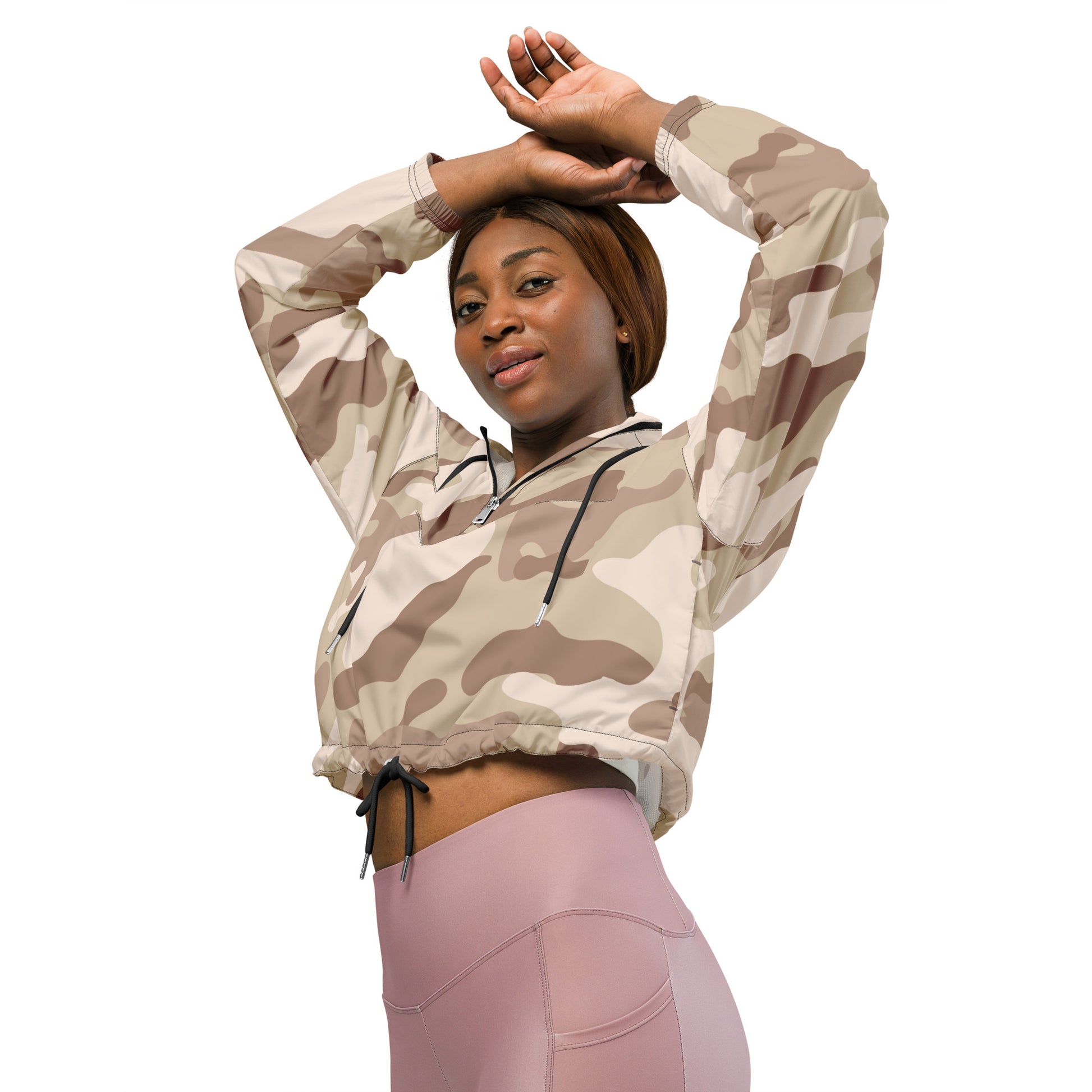 Cropped Windbreaker For Women | Desert Brown Camouflage