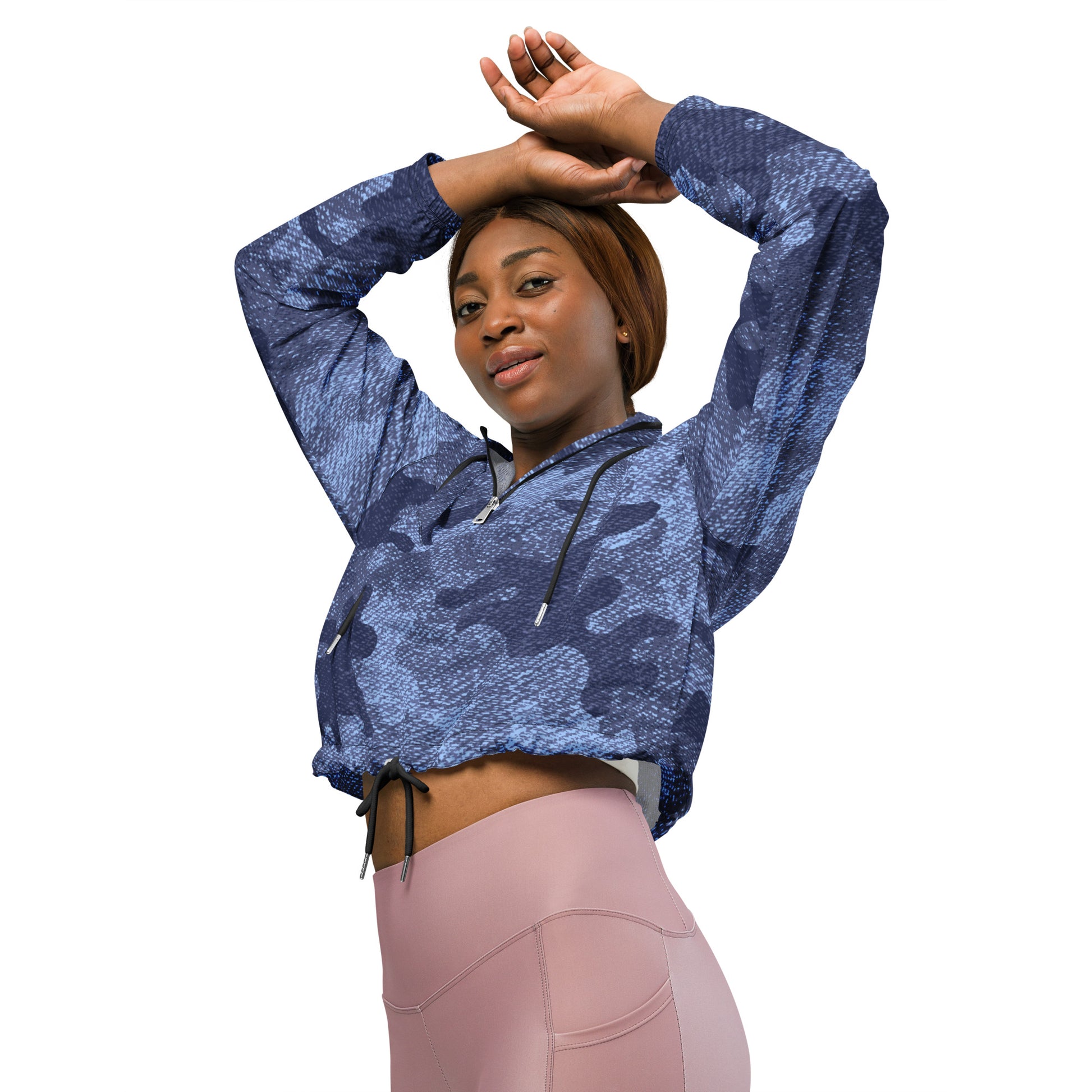 Cropped Windbreaker For Women | Denim Blue Camouflage