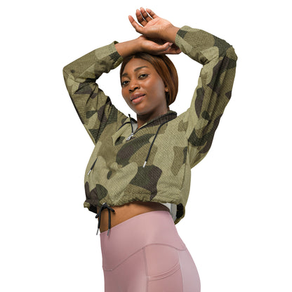 Cropped Windbreaker | Green Fabric Camouflage