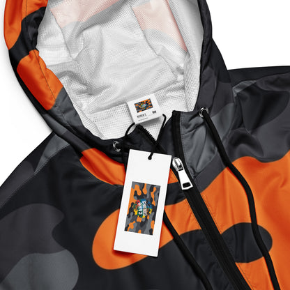 Cropped Windbreaker For Women | Orange, Gray & Black Camouflage