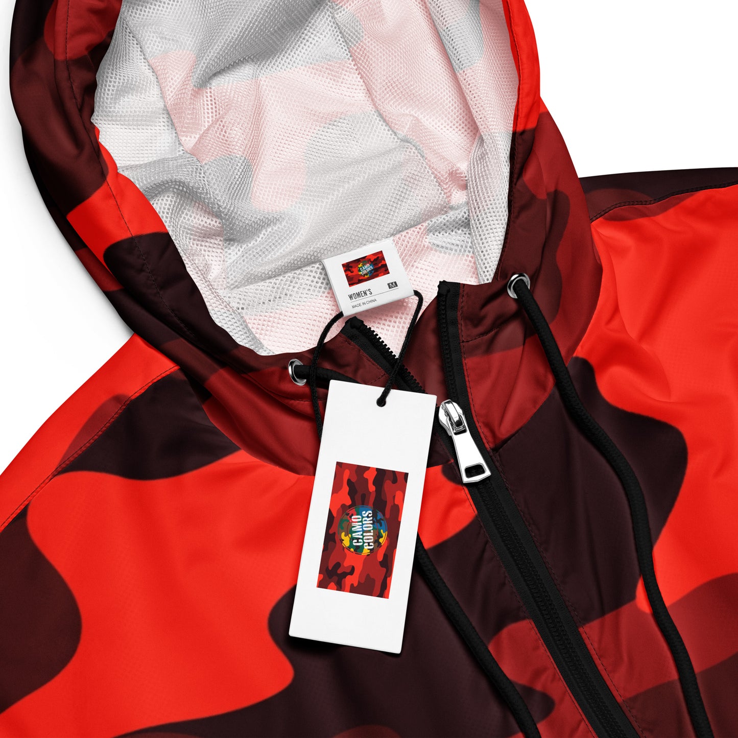 Cropped Windbreaker For Women | Scarlet Red & Black Camouflage