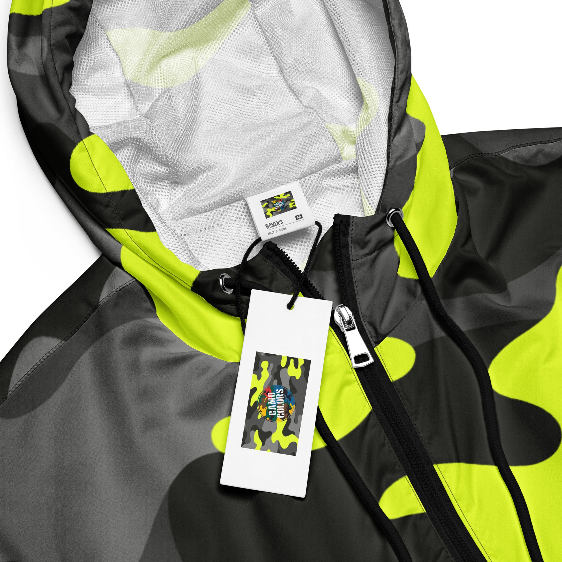 Cropped Windbreaker For Women | Black, Gray & Yellow Camouflage