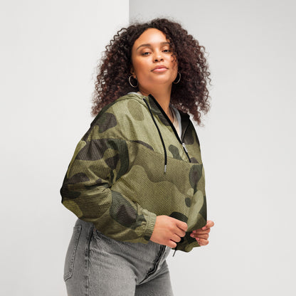 Cropped Windbreaker | Green Fabric Camouflage