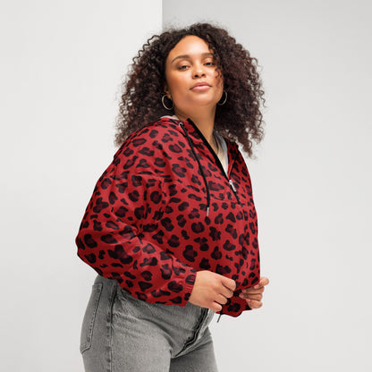 Women's Windbreaker | Red and Black Leopard Pattern