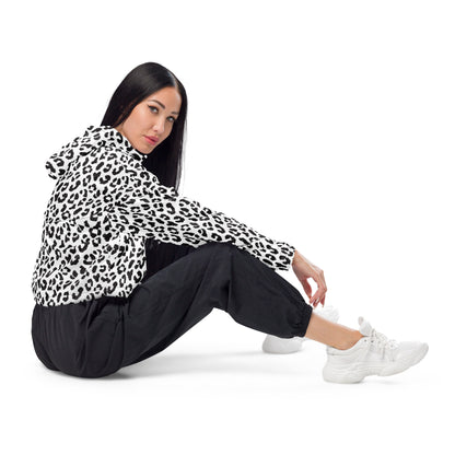 Women's Windbreaker | Black and White Leopard Pattern