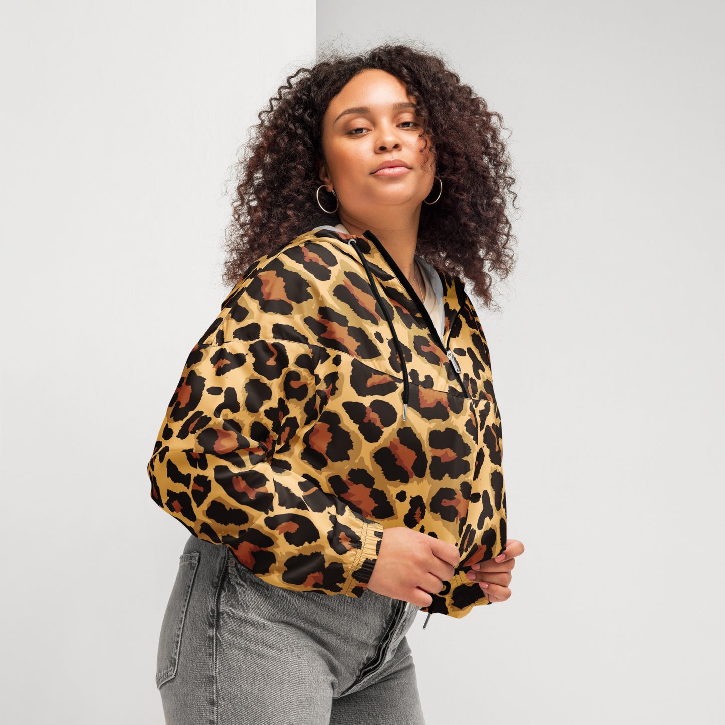 Women's Windbreaker | Classic Brown and Black Leopard