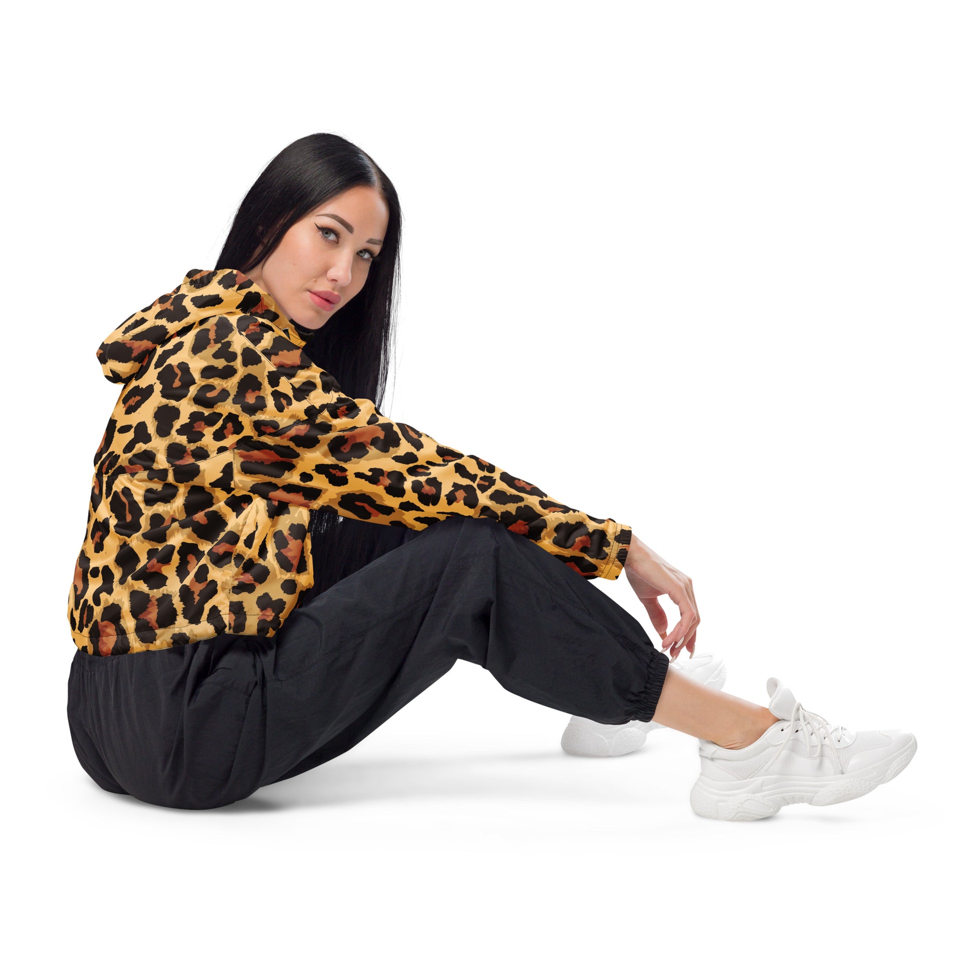 Women's Windbreaker | Classic Brown and Black Leopard