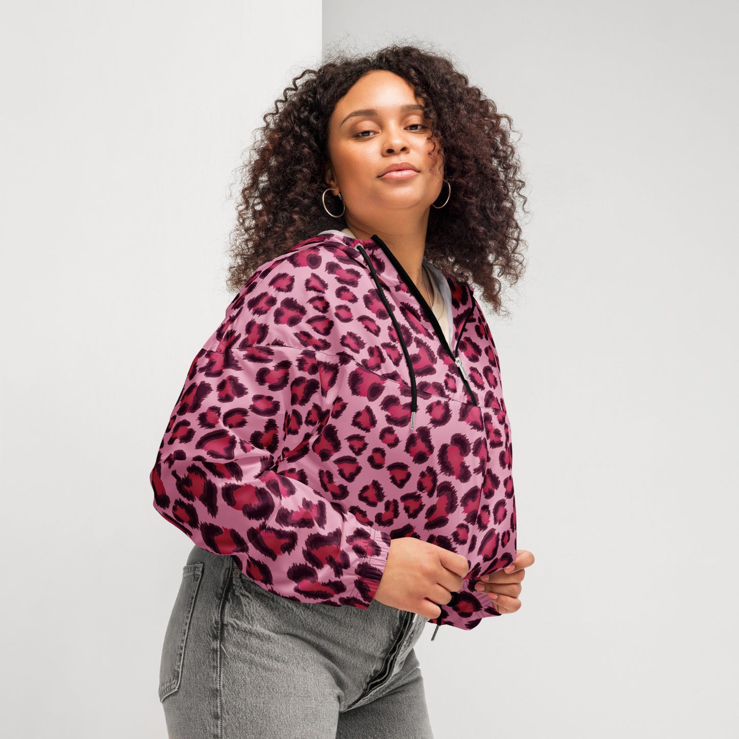 Women's Windbreaker | Pink, Cherry and Black Leopard