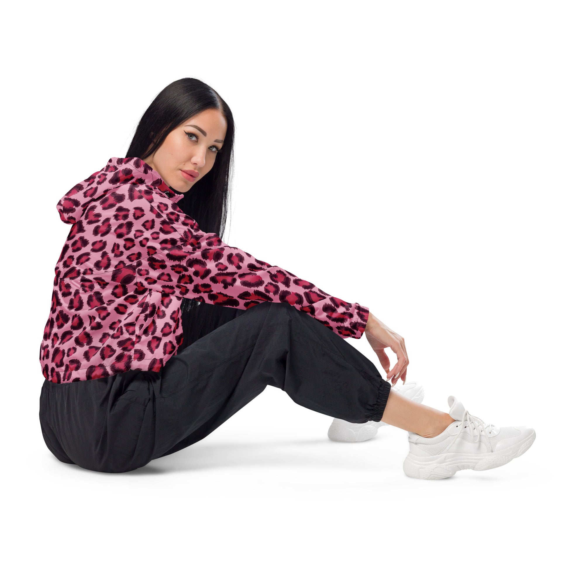 Women's Windbreaker | Pink, Cherry and Black Leopard